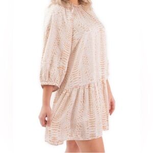 Emily McCarthy Dallas Balloon Sleeve Mini Dress Animal Print Silky